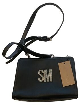 Steve Madden BTILT2 Black Rhinestone Logo Crossbody Bag New